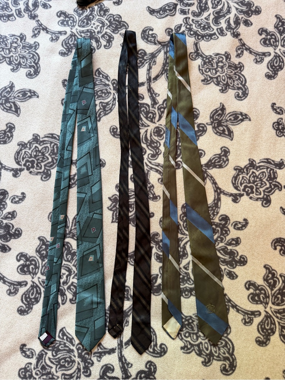 Men's Green and Blue Patterned Ties